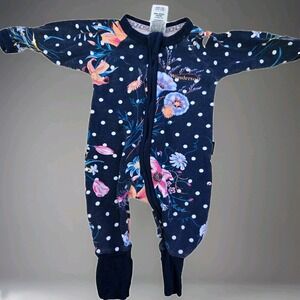 Bonds Wondersuit‎ Zippy – Navy Floral & Polka Dot Print, Size NEWBORN